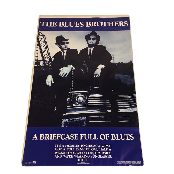 The Blues Brothers Other - VTG 1990 Blues Brothers Poster A Briefcase Full of Blues 23" W x 35" H READ
